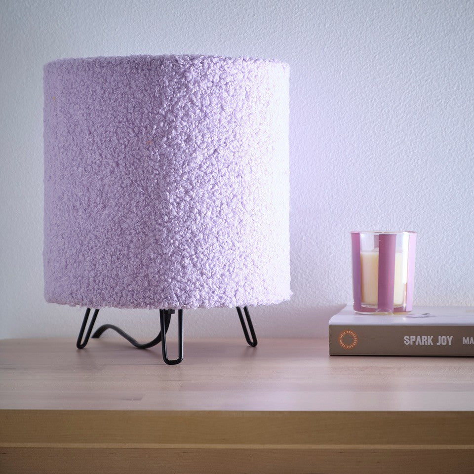 Teddy Velvet Table Lamp in Cream, Lilac, Orange or Grey small soft lamp 21cm Tall, Perfect for Bedsides and Cozy Areas