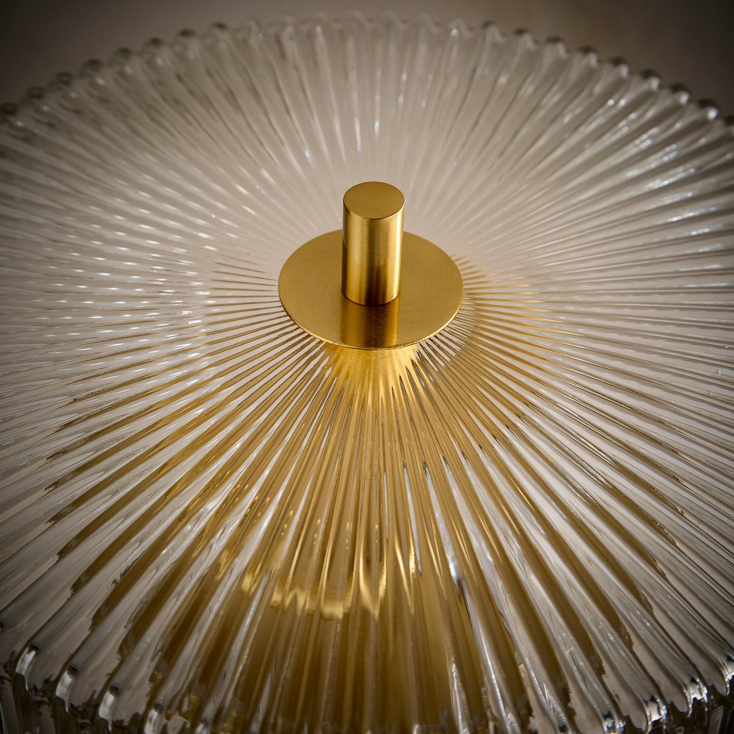 2 Light Clear Ribbed Glass Collection including Table lamp, Floor Lamp or Ceiling Pendant in a Brass finish