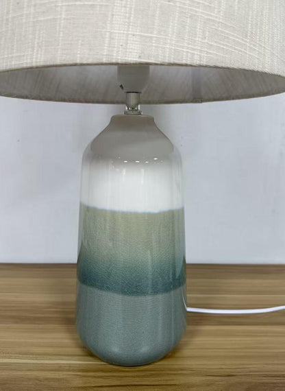 Modern Ceramic Table Lamp 54cm Tall Gradient Glazed Finish with Linen Shade