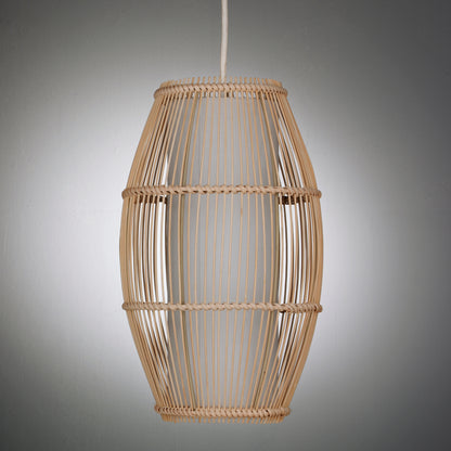 Ceiling Lightshade Pendant In Natural Bambo Finish with a Fabric white cylinder