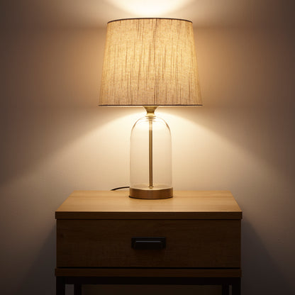  Chelsea Glass Table Lamp in Black, Silver or Antique Brass with Linen Lampshade 
