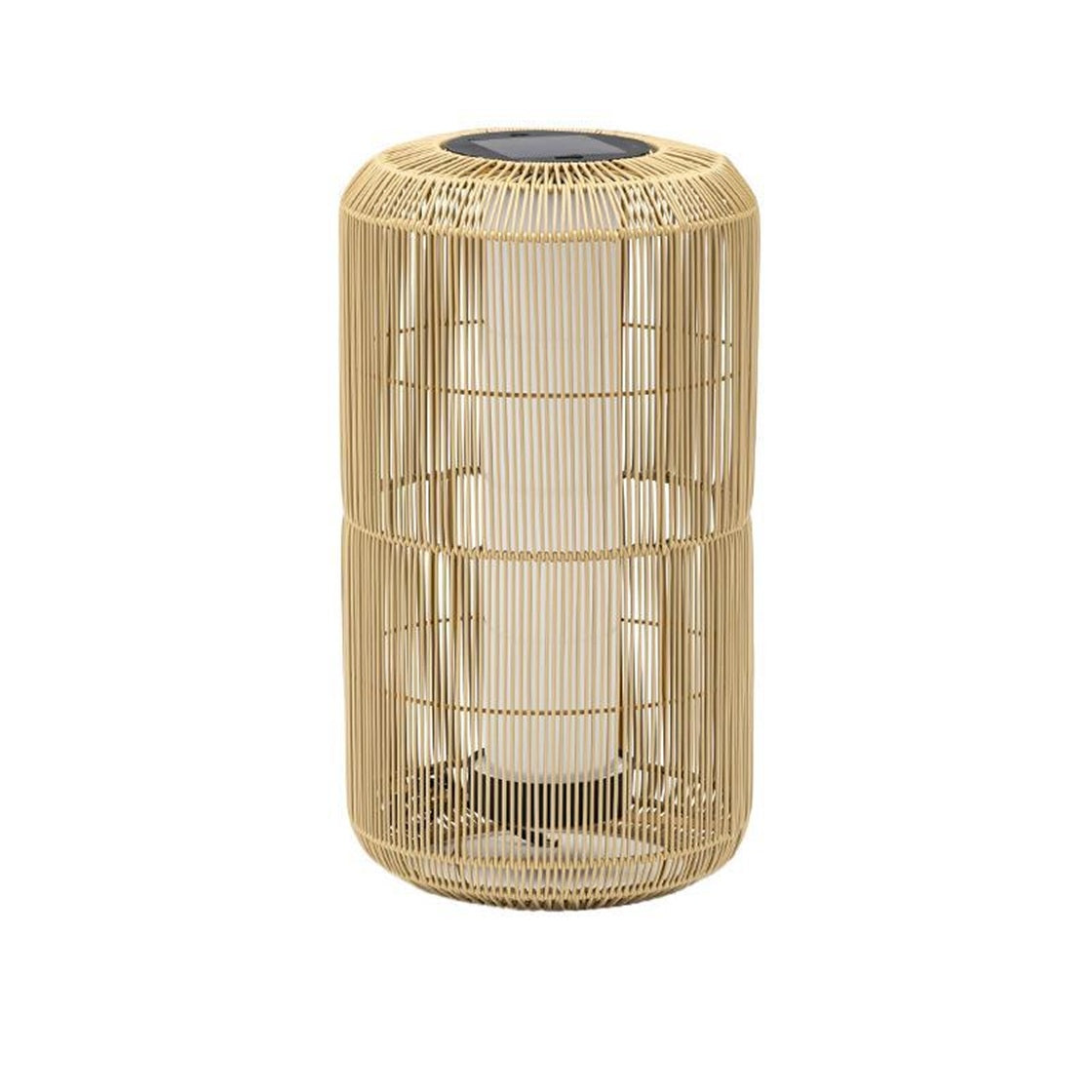 Natural Large Rattan Solar and Rechargeable Lamp Solar Lamp with USB C Port - Ideal for all year round use and is Waterproof