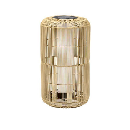 Natural Large Rattan Solar and Rechargeable Lamp Solar Lamp with USB C Port - Ideal for all year round use and is Waterproof