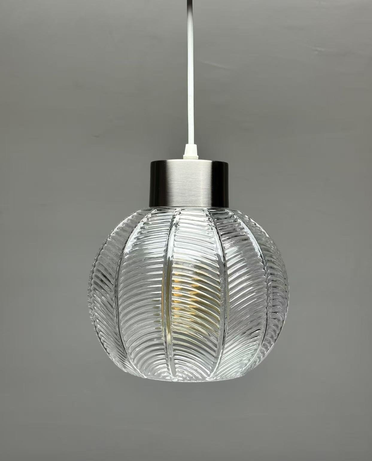 Leaf Design Glass Ceiling Pendant in 3 Colours, Smoke Grey, Green or Clear Non Electric Pendant Lampshade