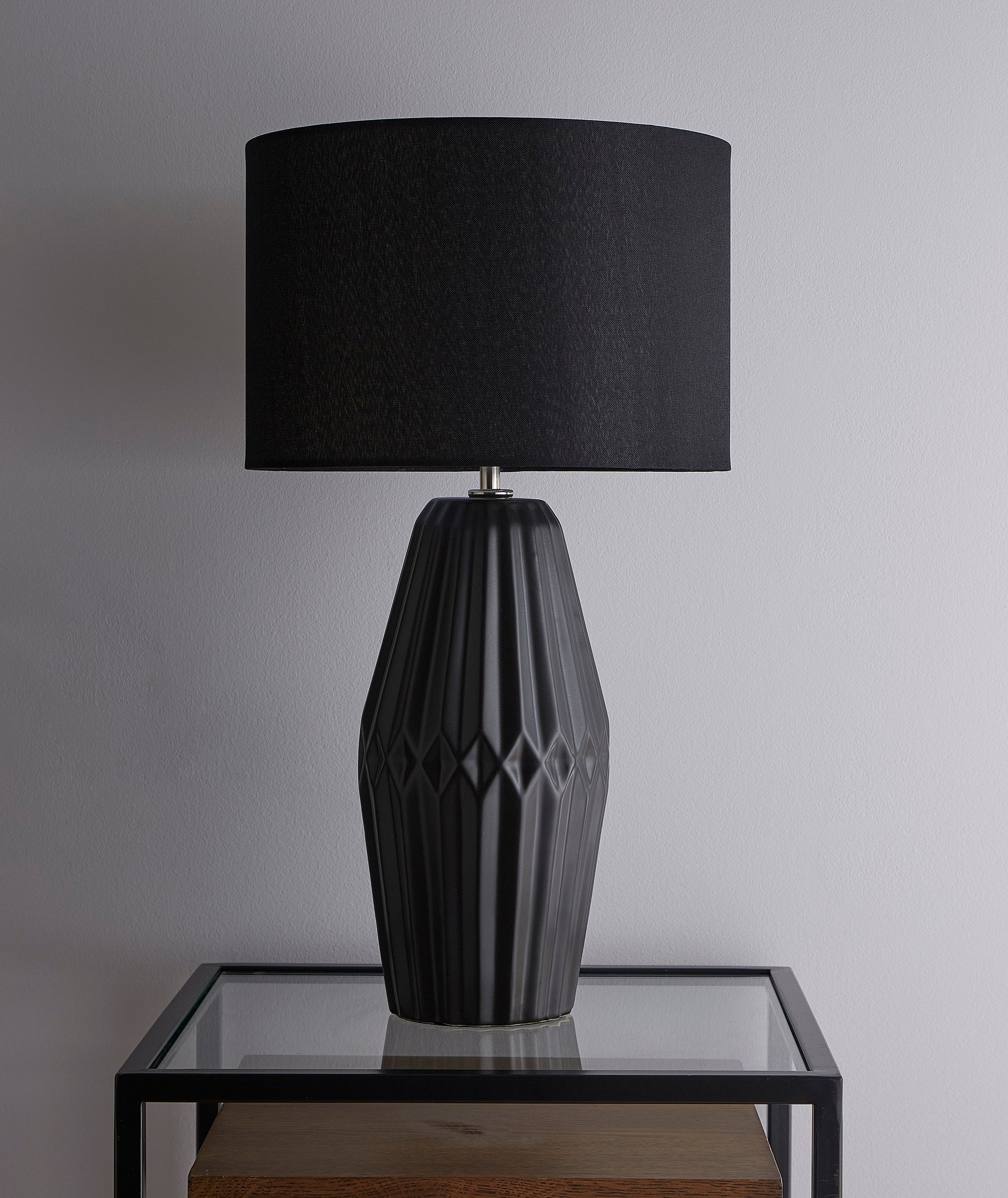 Nyon 54cm Black Ceramic Table Lamp With Matching Black shade for stunning decor finish