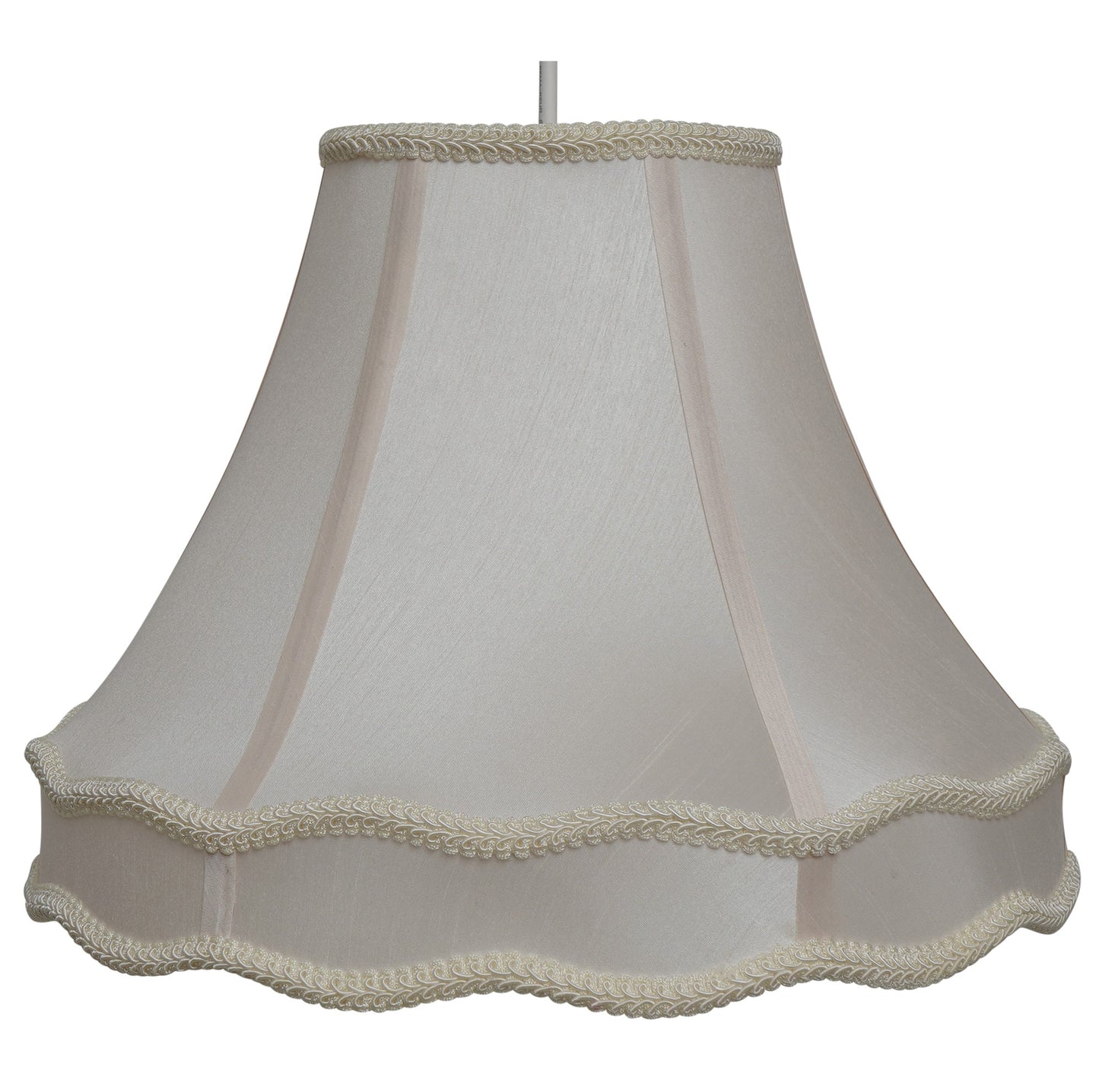 Double Scallop Ceiling and Table Lightshade with Edge Trimming in Faux Silk