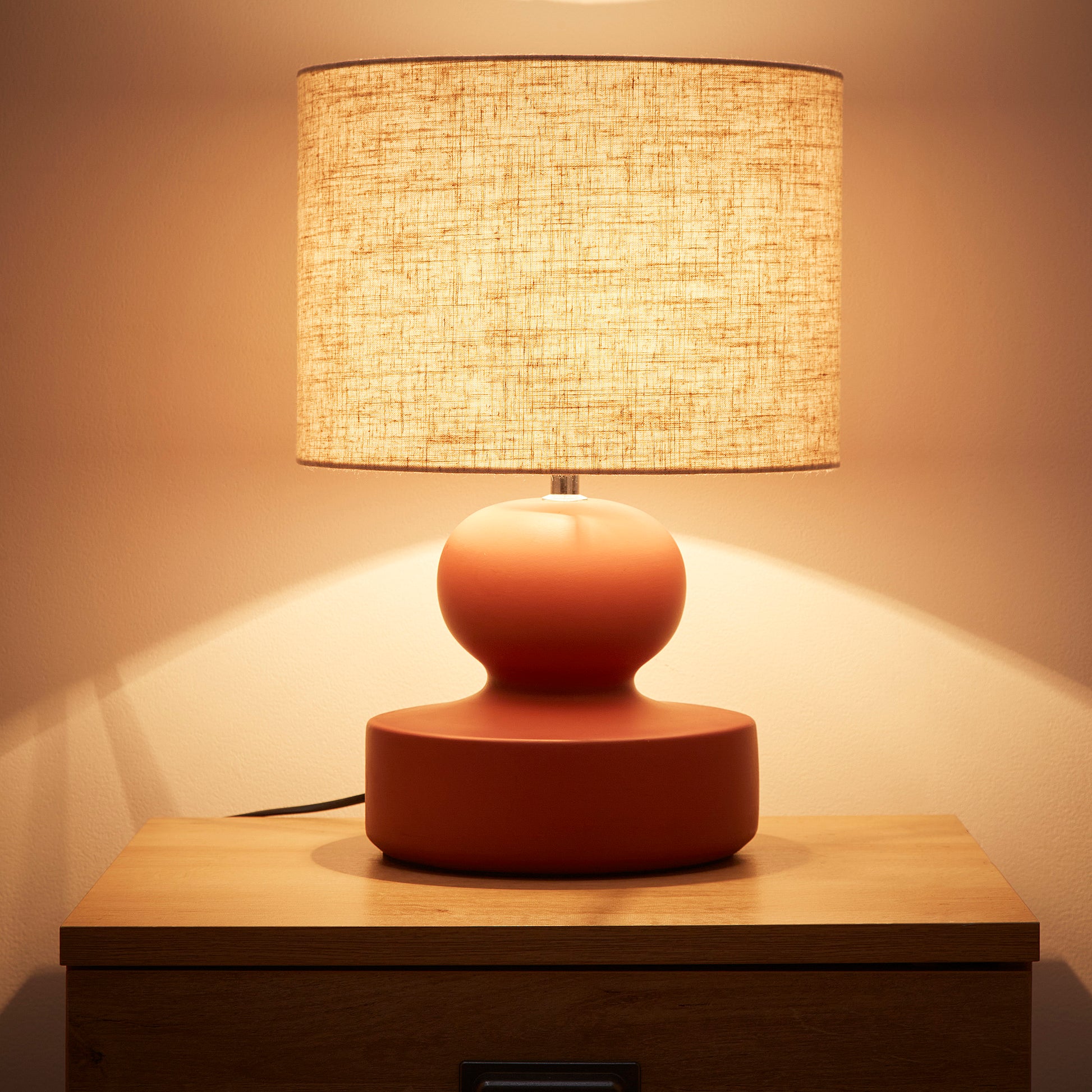 Lia Ceramic Table Lamp With Ivory linen Shade Available in Sage Green or Terracotta Red
