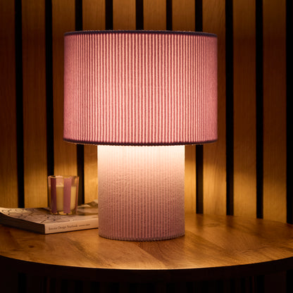 Striped Velvet Table Lamps in a Corduroy Design Available in Ivory, White, Lilac, Dark Green, Soft Green and Brown