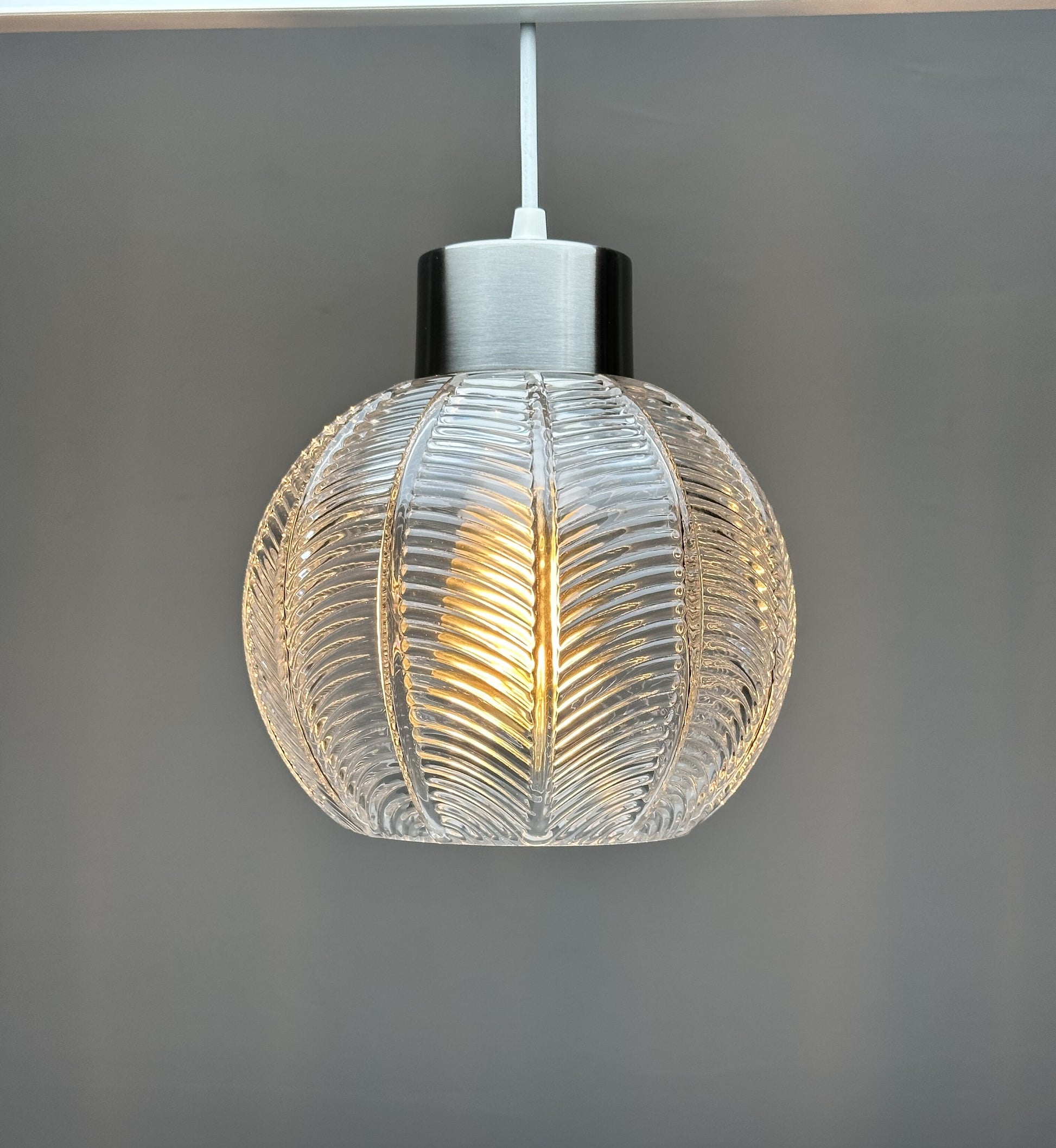 Leaf Design Glass Ceiling Pendant in 3 Colours, Smoke Grey, Green or Clear Non Electric Pendant Lampshade