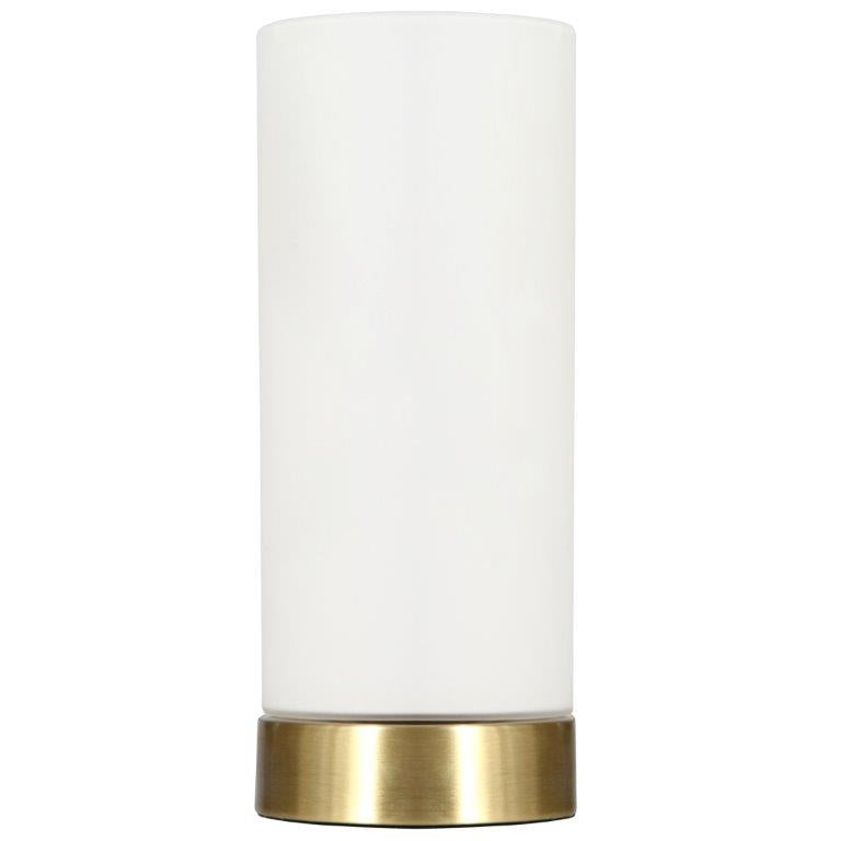 KLiving Lonsdale E14-40w Brass/White Glass Pad Table Lamp