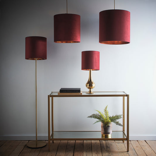 Wine/ Red Velvet Drum Lampshade for Modern Table Lamps and Ceiling Pendant Fixtures