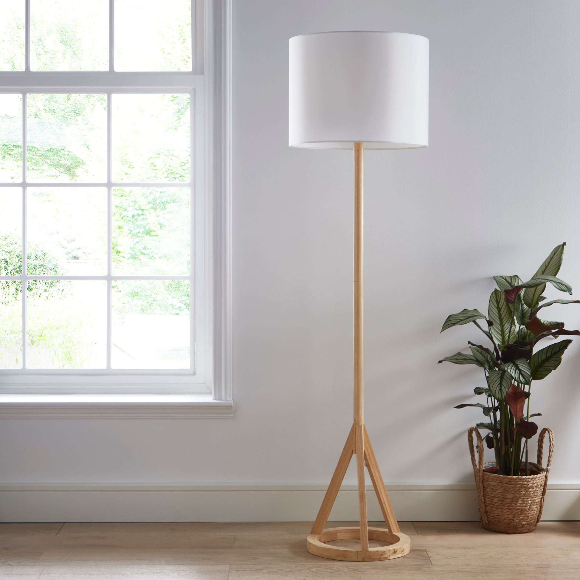 Bishop Natural Wood Base Table Lamp and Matching Floor Lamp (sold separately)