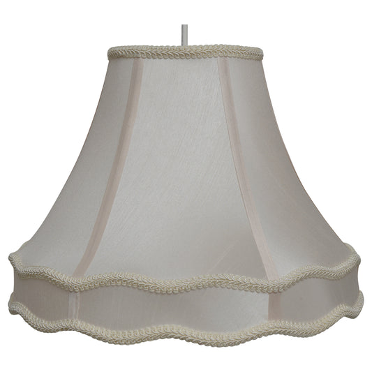 Double Scallop Ceiling and Table Lightshade with Edge Trimming in Faux Silk