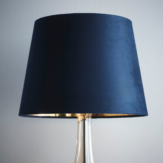 Velvet Navy Empire Drum Light shade with a Gold inner Lining suitable for Ceiling or Lamps