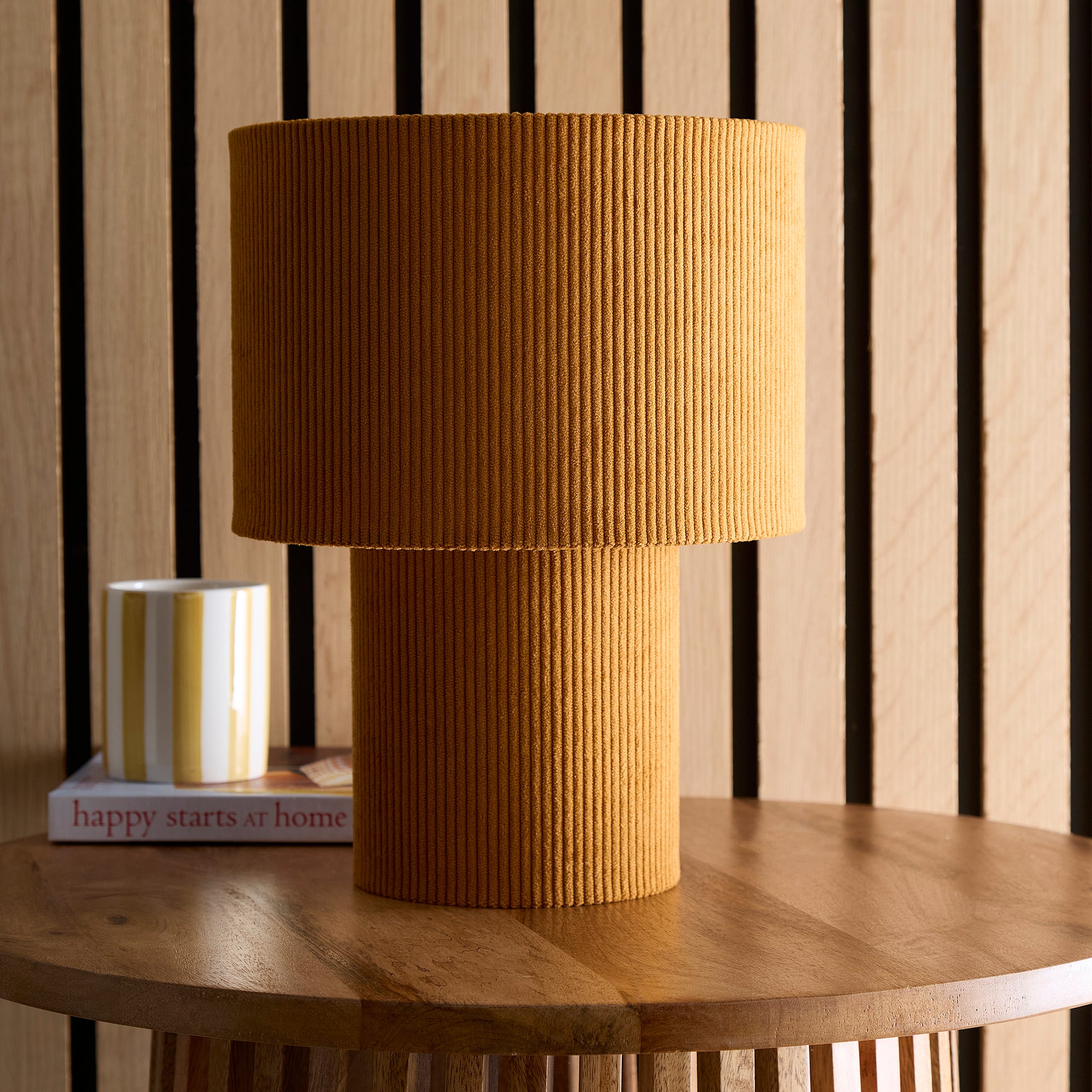 Striped Velvet Table Lamps in a Corduroy Design Available in Ivory, White, Lilac, Dark Green, Soft Green and Brown