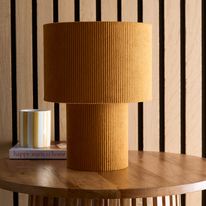 Striped Velvet Table Lamps in a Corduroy Design Available in Ivory, White, Lilac, Dark Green, Soft Green and Brown