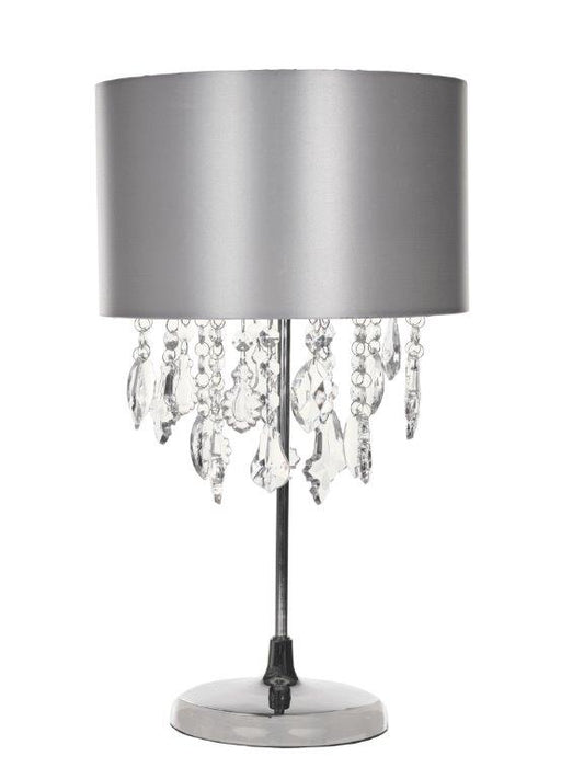 Sheldon Silver Table Lamp with Beaded Lamp Shade