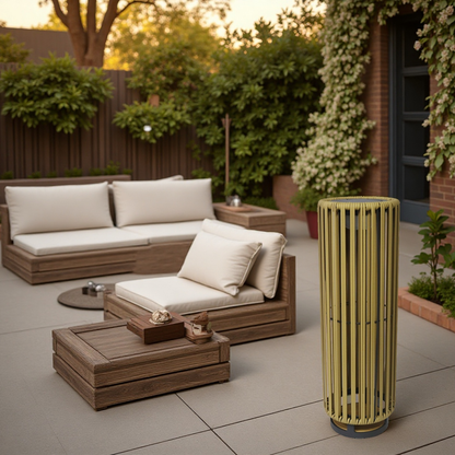 Natural Finish Large Solar Rattan Rechargeable Lamp Solar Floor Lamp with USB C Port - Ideal for Outdoor Use all Year Round 65cm Height