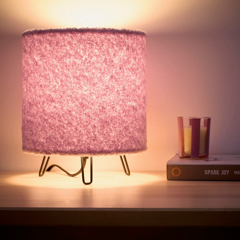 Teddy Velvet Table Lamp in Cream, Lilac, Orange or Grey small soft lamp 21cm Tall, Perfect for Bedsides and Cozy Areas