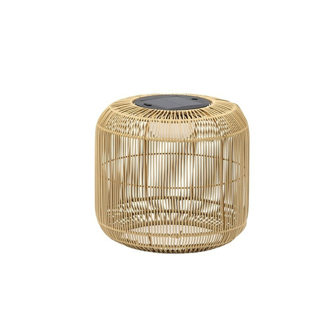 Natural Finish small Rattan Solar and Rechargeable Lamp Solar Lamp with USB C Port, For Use All Year Round Waterproof