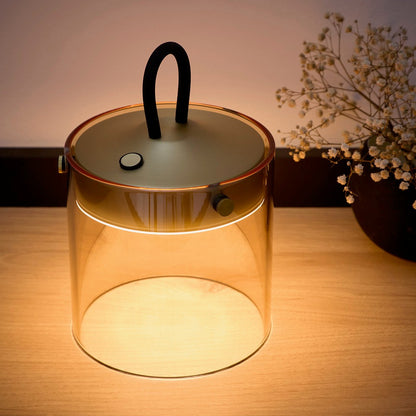 Satin Gold Rechargeable Glass Table Lamp with dimming function LED lights available in 2 sizes
