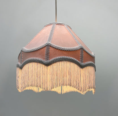  Empire Lamp Shade in a Victorian Style in Soft Pink Velvet with Long Tassels (8in, 10in, 12in) 