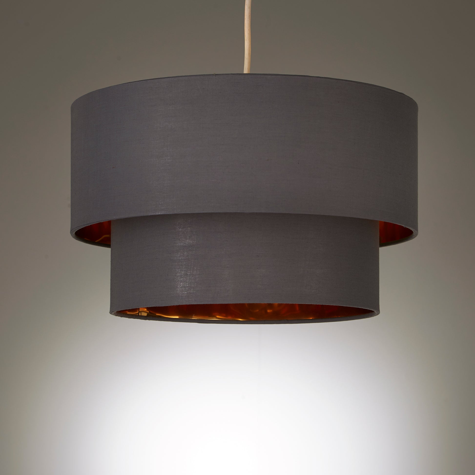 Rona Grey 2 Tier Pendant Shade with Inner Gold Lining Non Electric