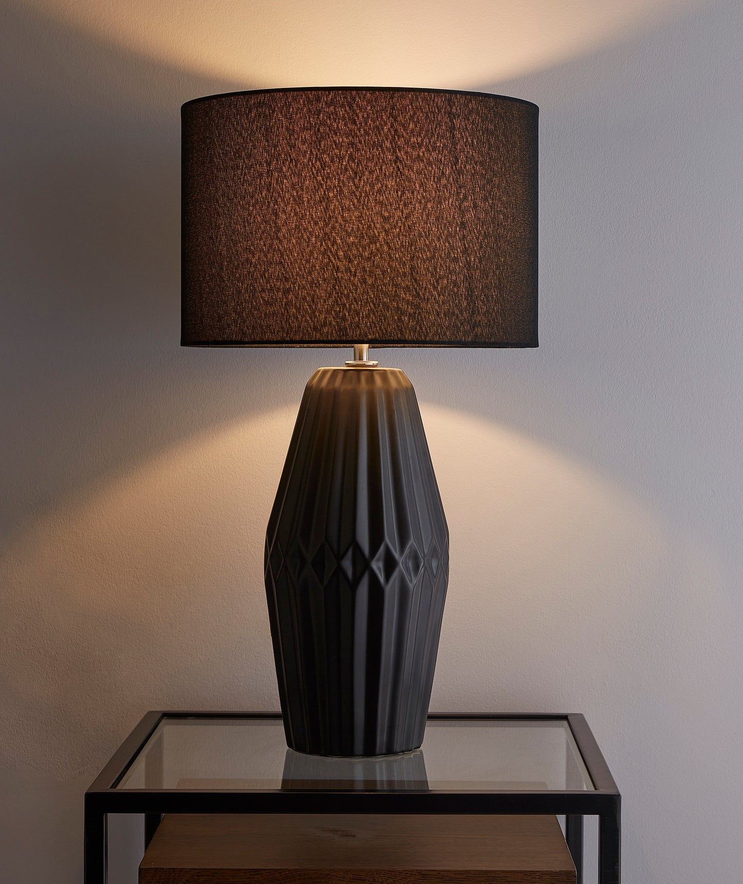 Nyon 54cm Black Ceramic Table Lamp With Matching Black shade for stunning decor finish