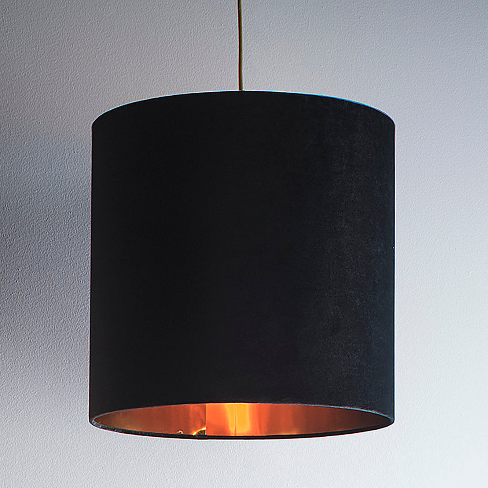 Black Velvet Drum Lampshade for Modern Table Lamps and Ceiling Pendant Fixtures