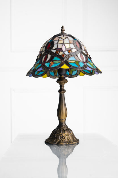 KLiving 12" Barking E27-60w Antique Brass Tiffany Table Lamp/Stained Glass Shade