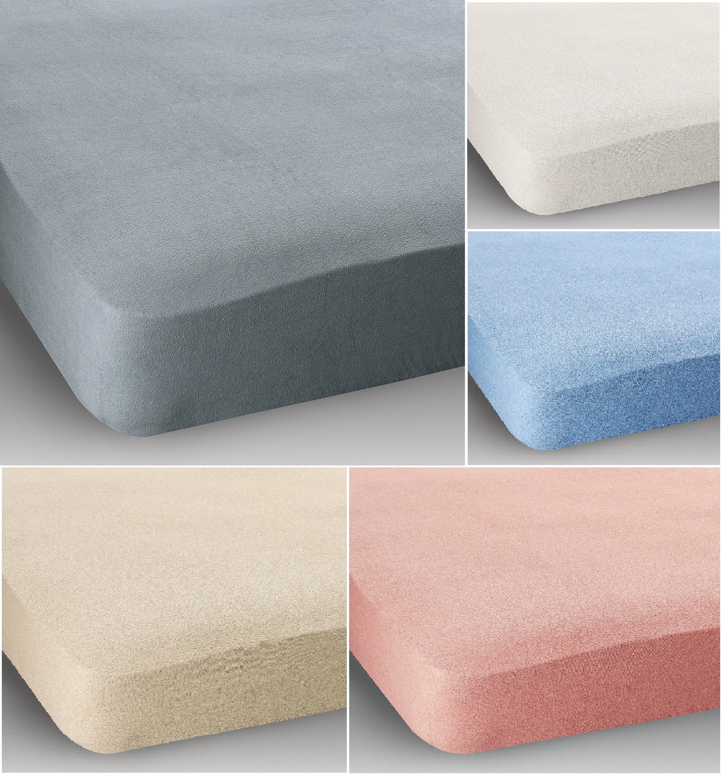 Small Double (4ft) Extra Deep Terry Stretch Fitted Sheet Available In Blue Cream Pink White Grey