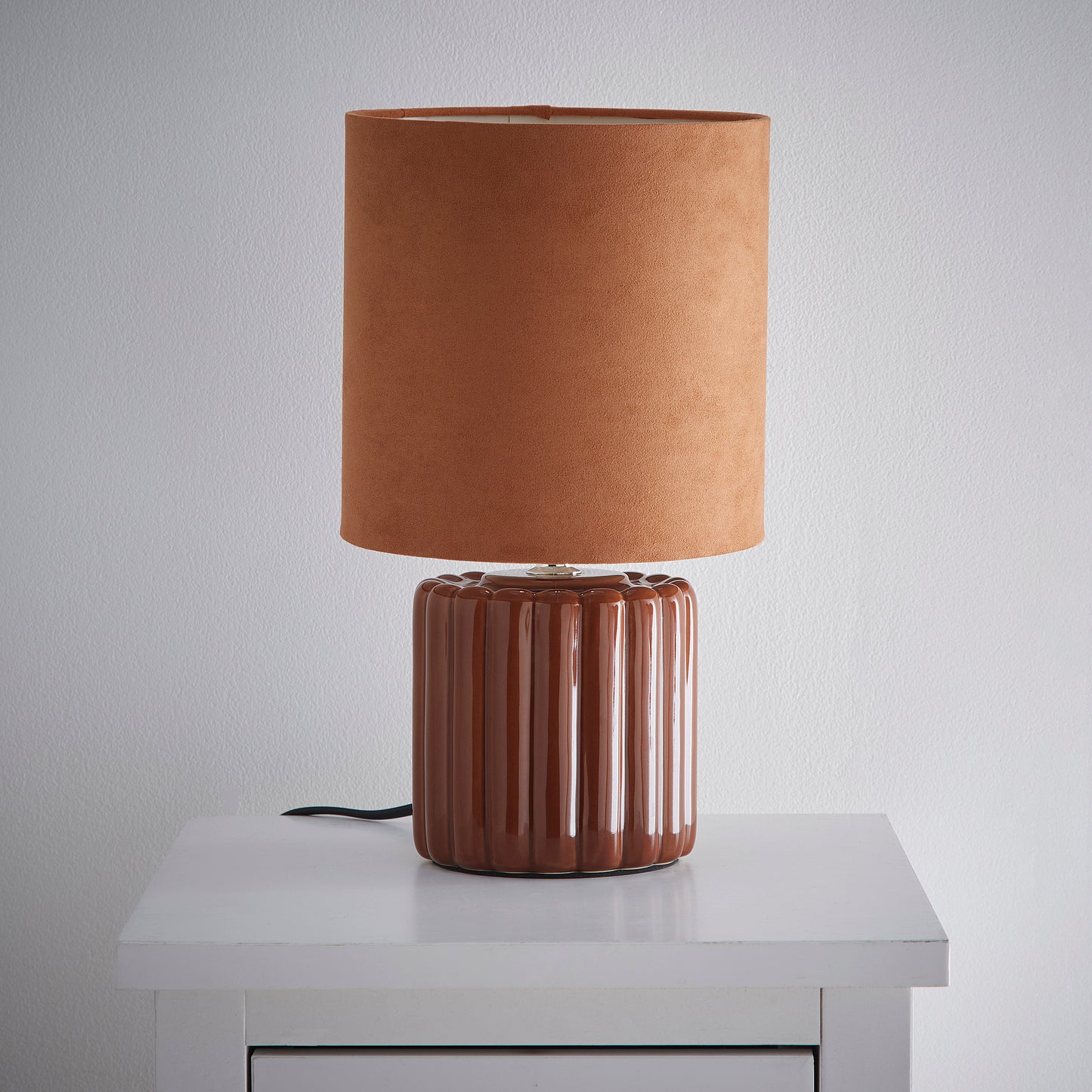  Ceramic Round Table Lamp With Matching Velvet Shade options in Various Colours