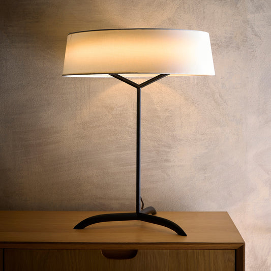 Luna Black Floor Lamp, Table Lamp or Ceiling Pendant light with White Shades and Integrated LED