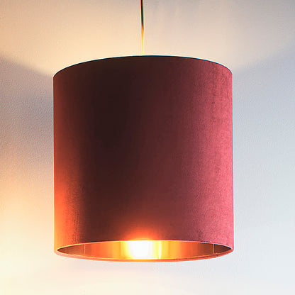 Wine/ Red Velvet Drum Lampshade for Modern Table Lamps and Ceiling Pendant Fixtures