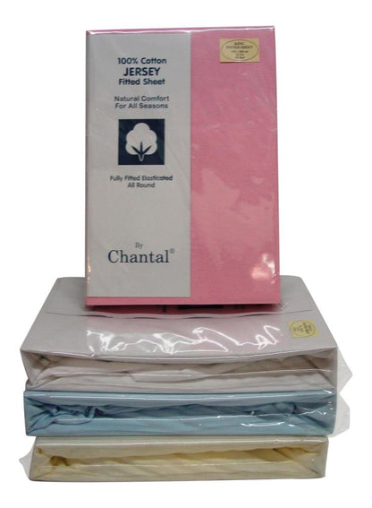 King Size Cotton Jersey Fitted Sheet Available In Blue Cream Pink White