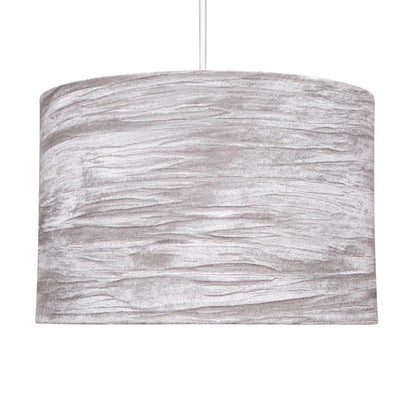 Plush Collection Chrome Table Lamp complete with Shade and coordinating Ceiling Pendant Grey (sold separately)