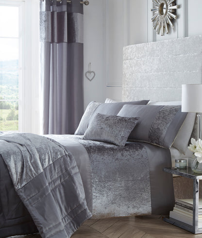 Stunning Duvet In a Crushed Velvet Design Available in Grey and Mink