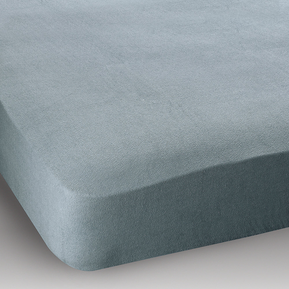 Double Bed Terry Stretch Fitted Sheet Available In Blue Cream Pink White Grey