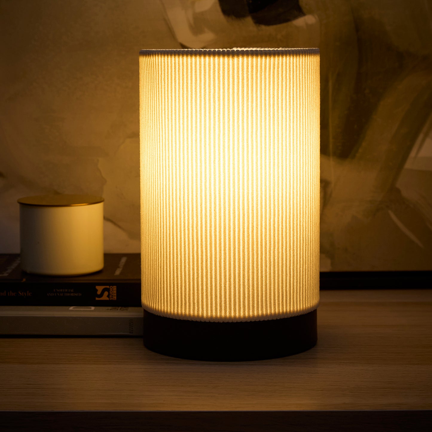 Small Bedside Table Lamps in Grey, Cream, or White Ribbed Velvet Table Lamps
