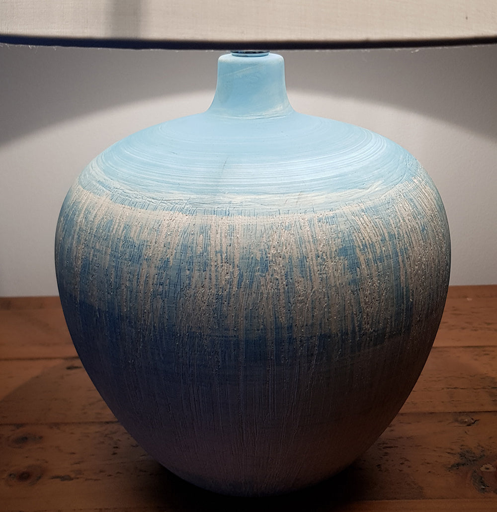 Tenby Table Lamp Glazed Ceramic Base and Fabric coated Shade