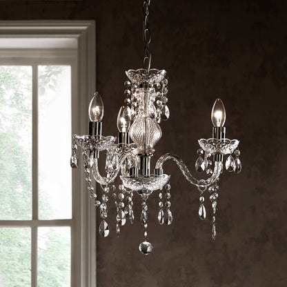K LIVING Tuscany 3 & 5 Ceiling Light Acrylic Droplets Chandelier in a Clear Transparent finish
