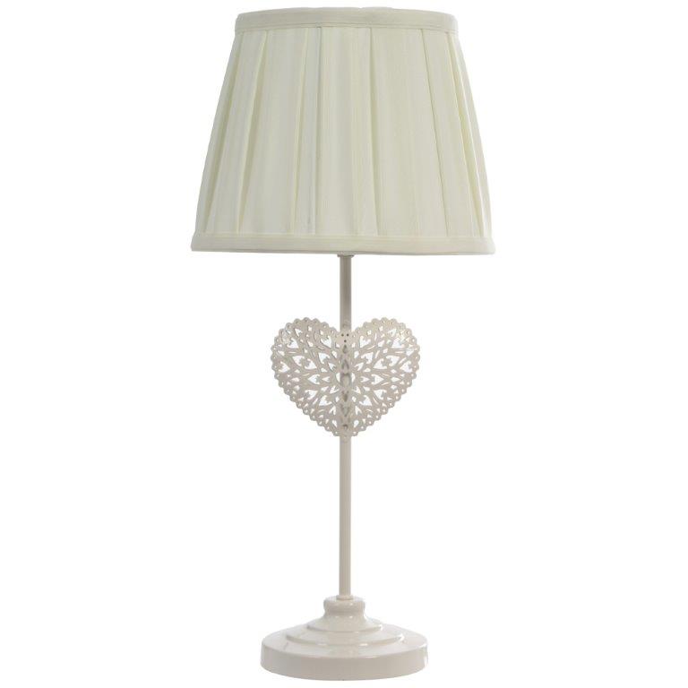 KLiving Warwick Cream Heart Design Table Lamp and Lamp Shade