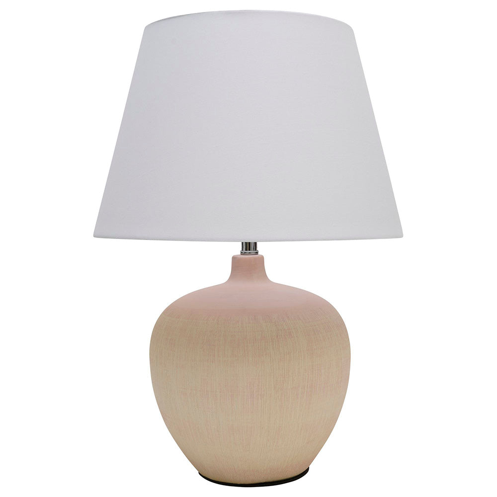 Tenby Glazed Ceramic Table Lamp With Fabric Shade – Lights and Linen