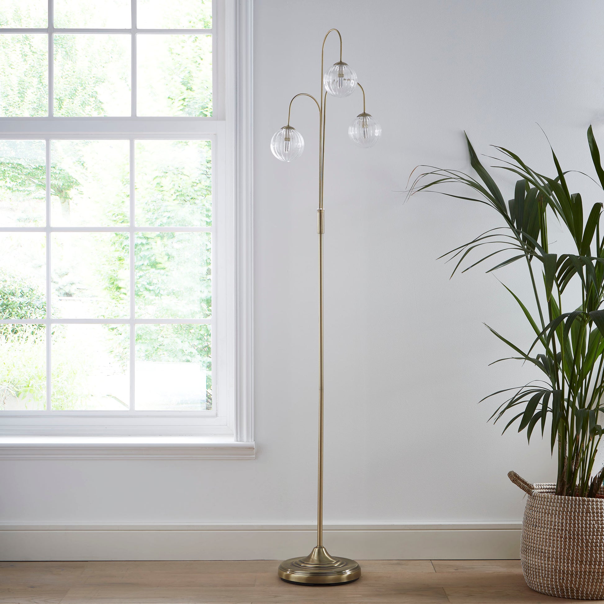 New Haven matching Table and Floor Lamp with Glass Globe Shades (sold separately)