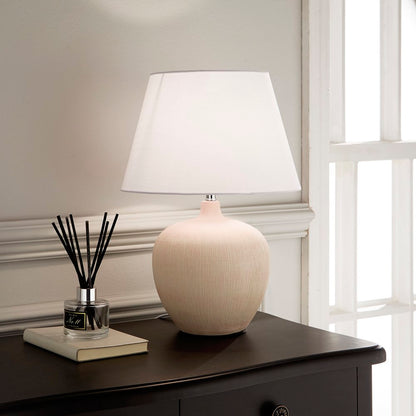 Tenby Table Lamp Glazed Ceramic Base and Fabric coated Shade