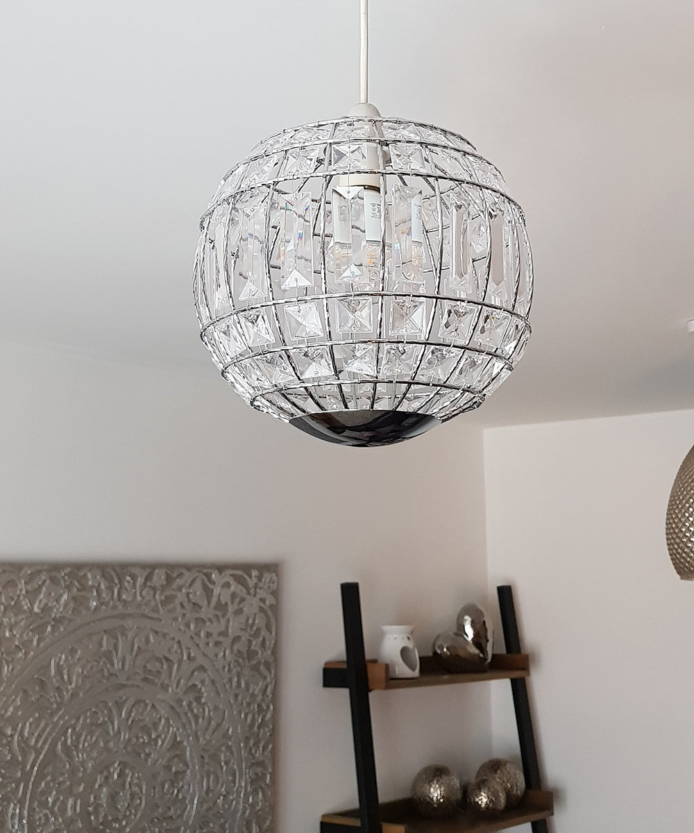 Hollie Chrome and Beaded Easy Fit Pendant Light Shade