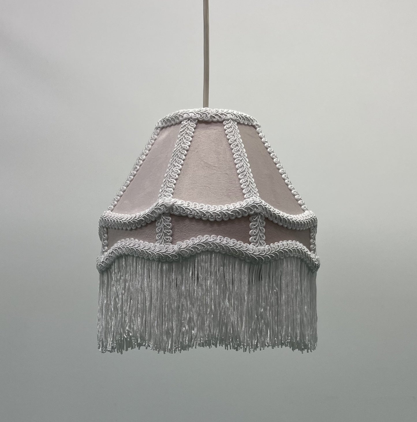  Empire Lamp Shade in a Victorian Style in Soft Pink Velvet with Long Tassels (8in, 10in, 12in) 
