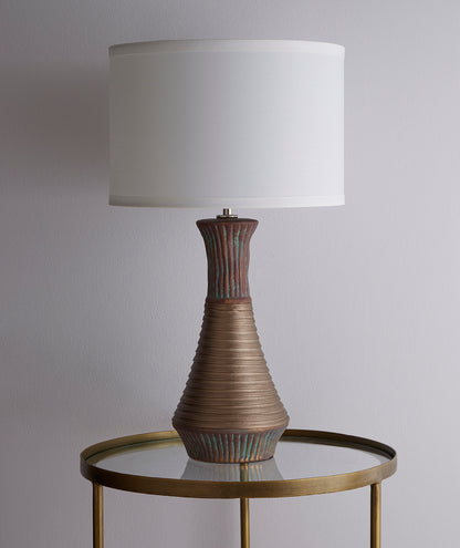 Tanga 52cm Gold Ceramic Table Lamp With White Cylinder Shade