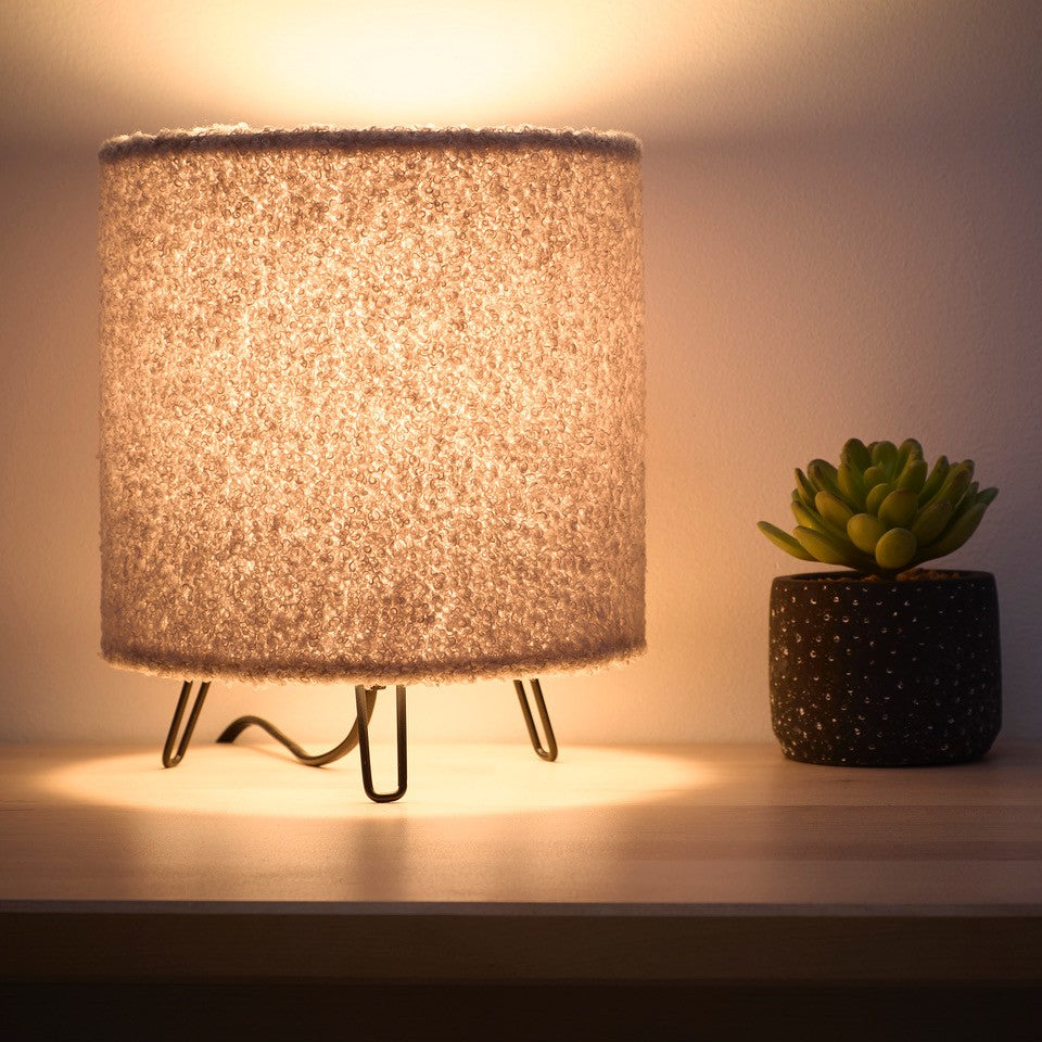 Teddy Velvet Table Lamp in Cream, Lilac, Orange or Grey small soft lamp 21cm Tall, Perfect for Bedsides and Cozy Areas