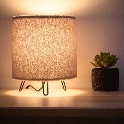 Teddy Velvet Table Lamp in Cream, Lilac, Orange or Grey small soft lamp 21cm Tall, Perfect for Bedsides and Cozy Areas